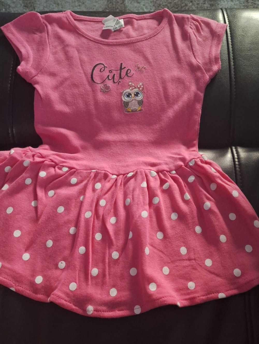 Rabbit Skins Pink Polka Dot Owl Dress